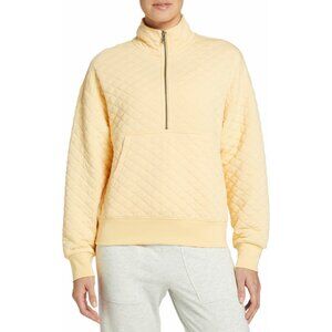 Women’s Quilted ½ Zip Pullover Stitched Athleisure Sweater - DSG -Yellow-L- NWT